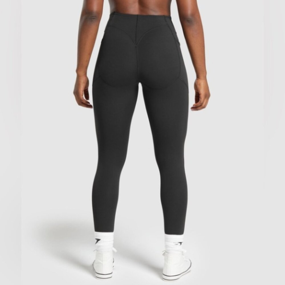 Gymshark Lifting Pocket Leggings Womens Small Black Body Fit High Waisted Gym - Picture 2 of 6